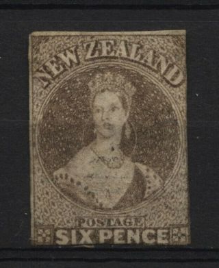 Zealand Early Qv 6d Chalon Imperf Stamp Fine