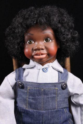 Janada David Boy Doll - Janie Bennett Handmade Molded Cloth African American