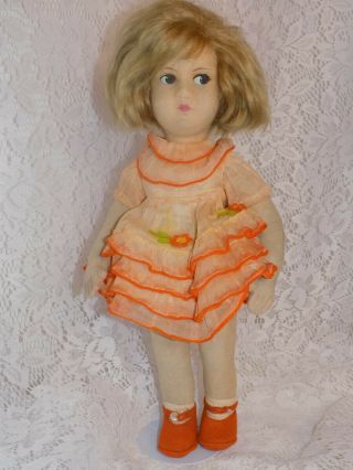 Sweet 16 " Italian Felt Cloth Doll Organdy Organdy Dress Lenci Friend