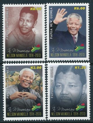 2014 Papua Guinea Nelson Mandela Memorial Set Of 4 Fine Mnh