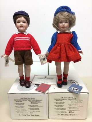 1996 Wendy Lawton 12.  5 " Porcelain Dolls - Fun With Dick And Jane (le 170/750)