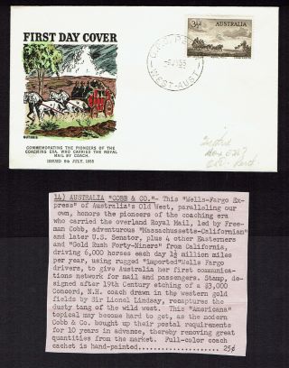 Guthrie Fdc Overprinted By Overseas Mailer In Usa 1955 Cobb& Co Mail