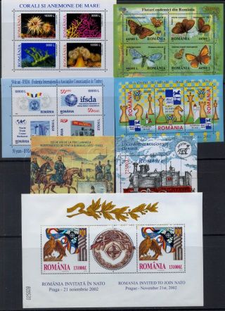 2002 Romania,  Rumänien,  Roumanie,  Rumania,  Year set,  Yearset,  JG= 55 stamps,  7 s/s,  MNH 3