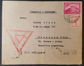 Germany Zeppelin Letter 1933 Michel 496 1 Rm And 381 50pfg