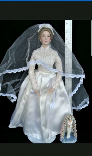 16” Franklin “ Princess Grace Kelly Bride” Porcelain Doll,  Diana Ornament