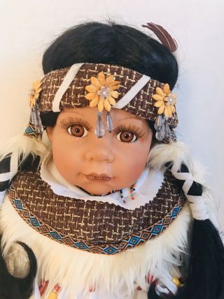20” Realistic Reborn Native American Porcelain Baby Girl Doll By Cathay