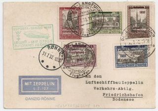 1932 Danzig Germany To Denmark Zeppelin Cover,  Impressive Franking