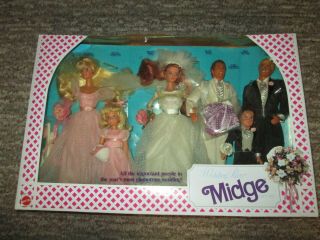 9852 Wedding Party Set 6 Dolls Barbie & Midge & Kelly & Todd & Ken & Alan