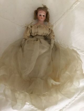 Antique Simon And Halbig Glass Eyed Bisque Doll In Costume Circa 1890