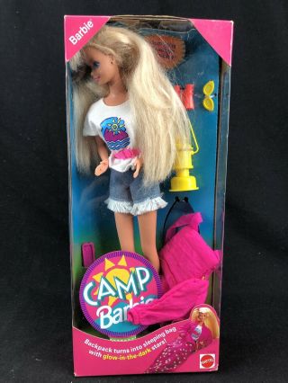 Camp Barbie Doll 11074 Mattel 1993 Backpack Turns Into Sleeping Bag