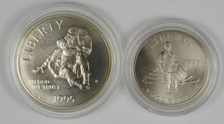 1995 - P,  S Uncirculated Civil War Commemorative Silver Dollar & Clad Half Dollar