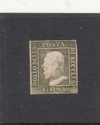 Italia Italian States Sicilia Sicily 1859 1gr Verde Oliva Mh - Nuovo Con Gomma