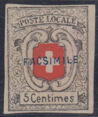 Switzerland Geneva 1851 Cantonal Sc 2l7 Key Value " Facsimile " (cv$10,  500)