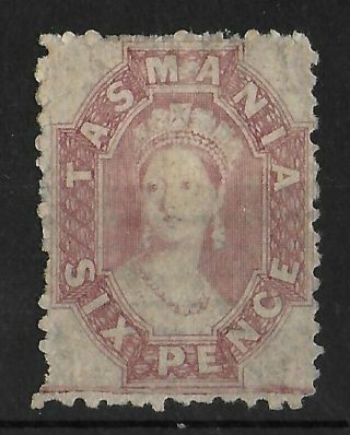 Tasmania 1871 - 1891 Hinged 6d Dull Reddish Lilac Perf 11 1/2 Sg 139 Cv £200