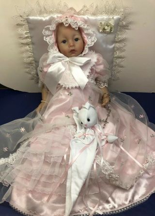23” Ashton Drake Galleries So Truly Real Blonde Baby Girl W/rosary W/ Box