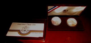 1984 S U.  S.  Los Angeles Olympic Proof Silver Dollar With Box/coa - 2 Coins