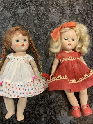 Vogue Ginny Dolls 1950 - 53 Pl Strung Tagged Outfits.  8” Hard Plastic Painted Lash
