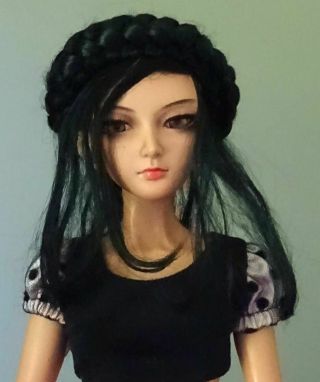 Monique Mt Black " Lorraine " Synthetic Mohair Doll Wig,  Sz 8 - 9 & Tag