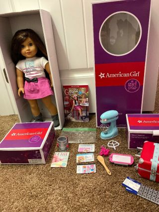 Grace American Girl Doll,  Box Pierced Ears Book Clothes Travel And Baking Set