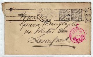 Zealand: 1916 Cover To England With Wellington Paid Marks (c48370)
