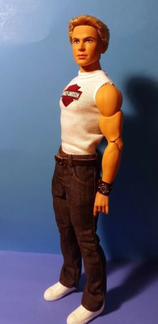 Ooak Ken Customized Anatomically Correct Muscular Male.  Harley Davidson Shirt