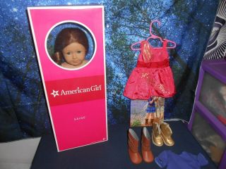 AMERICAN GIRL DOLL GOTY SAIGE W/BOX IN MEET AND SPARKLE OUTFITS PLUS BOOK 2