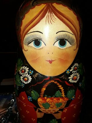 10 Piece 1992 Russian Matryoshka Nesting Doll Hand Painted Sergiev Posad