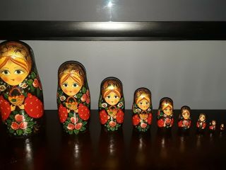 10 piece 1992 Russian Matryoshka Nesting Doll Hand Painted Sergiev Posad 2