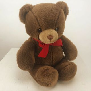 Gund 16 " Light Brown Classic Teddy Bear With Red Bow