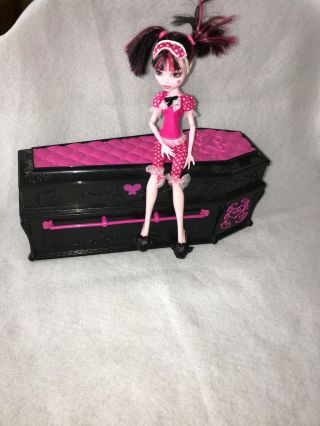 Mattel Coffin Jewelry Box & Dead Tired Draculaura Doll