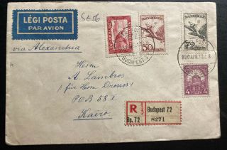 1930 Budapest Hungary Airmail Cover To Cairo Egypt Via Alexandria