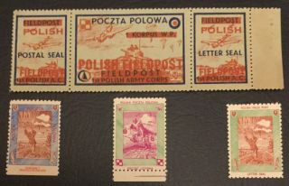 Poland Poczta Polowa,  Polish Corps Field Italy And England Mnh