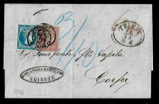 Greece: Large Hermes Heads,  1866 E.  L.  From Triest To Corfu,  With 20 & 40 Lepta.