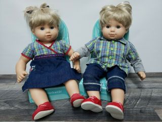 American Girl Bitty Baby Twins Dolls Blonde Hair Blue Eyes Boy & Girl