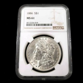 1886 Us United States Morgan Silver $1 One Dollar Ngc Ms61 Collector Coin Wd6019