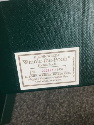 R.  John Wright Pocket Pooh Winnie the Pooh Doll Limited Edition Signed RJ Wright 3
