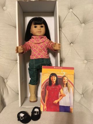 American Girl Ivy Ling With Meet Outfit,  Book,  Bottom Of Box & Years Shoes