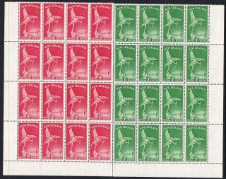 Zealand 1947 Health Stamps - Two Mnh Corner Margin Blocks Of 16 - (36)