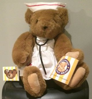 Authentic Vermont Teddy Bear In Nurse Outfit,  Has Moveable Joints,  Tags
