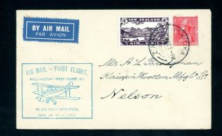 Zealand 1932 First Flight Cover From Hokitika (d204)