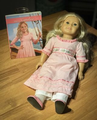 American Girl Doll Caroline 18” - Retired - With Book.