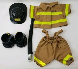 Build A Bear Fireman Outfit Coat Hat Boots Firefighter Brown