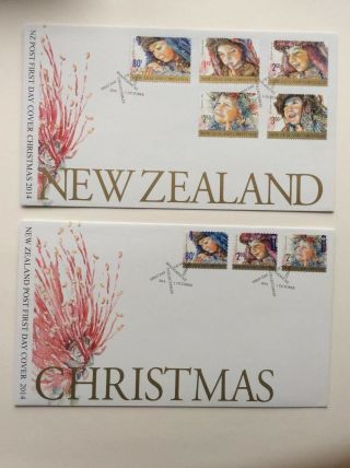 Zealand 2014 Fdcs Christmas (2 Covers) Normal & Self - Adhesive Versions.