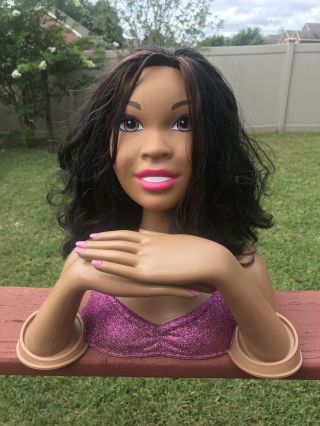 Barbie Style Deluxe Styling Head Brown Long Hair African American. 3