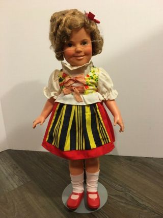Shirley Temple Doll Ideal Toys Corp 1972 Red White Dress W/ Blue/yellow Stripes