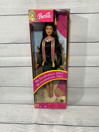 My Graduation 2004 Barbie Doll Hispanic Latina C5264 Black Cap & Gown Tassle.