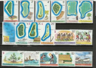 A91 - Tuvalu - 1976 Mnh Definitives Islands & Local Activities 1c - $5 Full Set