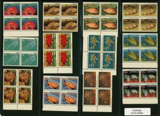 Australia - Mnh Marine Life - 1984/85 - 19 Blocks Of 4 & 7 Blocks Of 6 (983)