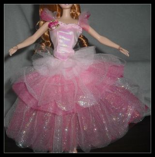 Dress Mattel Barbie Doll Flower Pink Layered Tulle Ballet Ballerina Costume