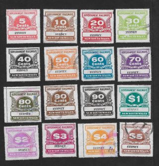 Nsw Railway Parcels Stamps X 16 All Sydney